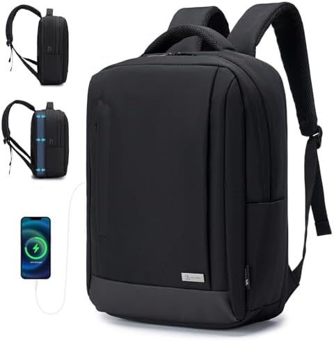 YOODI Handbagage 40x30x15 Uitbreidbare 5cm op 40x30x20 Reiseructeack Aircraft British Airways Wizzair Waterd Waterdichte laptop rugzak 15,6 inch werk rugzak met USB laadverbinding Black