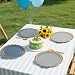 DHAIQC 48PCS Blau Pappteller 18cm, Farbverlauf Blau Partyteller mit Gewellter Goldrand Einwegteller Dessertteller Kuchenteller für Geburtstag Hochzeiten Jubiläums