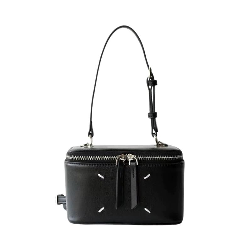 Women's Box Bucket Bag – Small Square One-Shoulder Niche Handbag with Zipper Closure-image-33