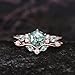 LELOUCHY 10K 14K 18K Rose Gold 2CT Natural Moss Agate Engagement Ring Set for Women 925 Sterling Silver Genuine Hexagon Green Moss Agate Leaf Art Deco Bridal Wedding Ring Set (Size 4-15)-2
