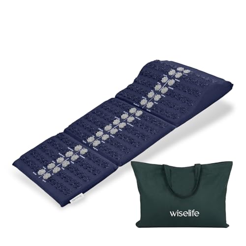 Image of Wiselife Acupressure Mat and Pillow Set with Bag - Large 71x44 cm Spike Acupressure Mat for Back & Neck Pain Relief, Muscle Relaxation, Stress Relief & Sciatica Support (Blue)