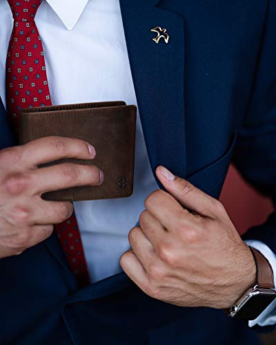 Image of SERMAN BRANDS 2 ID Window Wallet for Men RFID Blocking Leather, Bifold Top Flip, Extra Capacity Travel Wallet