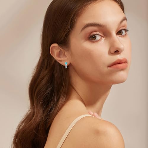 Natural Turquoise Hoop Earrings for Women 925 Sterling Silver Filigree Hoop Earrings with Genuine Turquoise Jewelry Gifts4