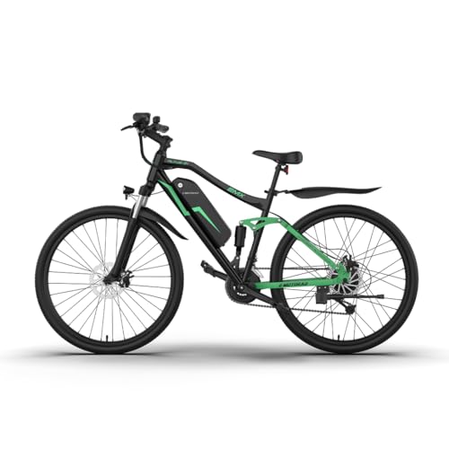 Image of EMotorad EMX+ | Electric Bike for Adults | 27.5 x 2.1 Inch Tyres | 36 V 250 W Motor | Removable 13Ah Battery | Dual Suspension | Hydraulic Brakes | C8 Colour Display (Black /Green)