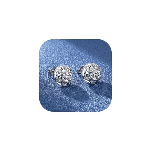 Pendientes para mujer, de plata de ley 925, con diamantes, hipoalergénicos, talla única