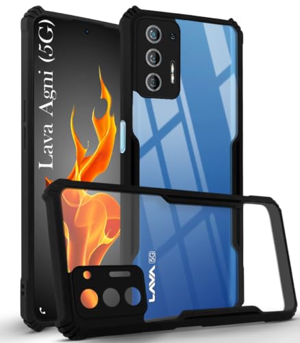 Image of Jkobi Hybrid Back Cover Case for Lava Agni 5G (Shockproof with Polycarbonate Clear Panel | Professional Black)