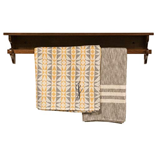 Rrd Mounted Quilt Rack With Shelf – Amish Made Quilt Hangers For Wall Hangings With Display Shelf – Rustic Quilt Wall Hangers For Twin To King Blankets (Oak Wood, Fruitwood Stain, 30” L) #TOP4