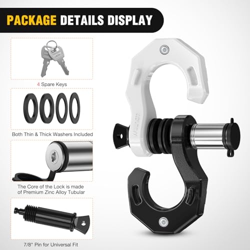 Image of Nilight 2 Pack 3 /4 inch D-Ring Separate Shackle with 7 /8 inch Lock Pin 45,000 lbs Break Strength, Off Road Recovery Shackle with Isolators Washers for Use with Tow Strap, Winch, Truck Vehicle (Black&White)