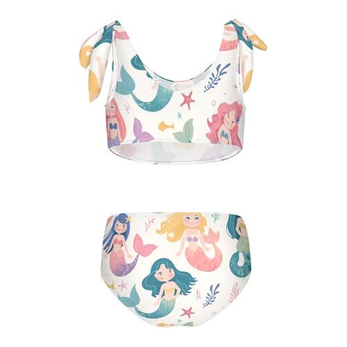 KLL Mermaid Pattern Print with Cute Girls Girls' Two Piece Bikini Sets Quick-Dry Swimsuit Swimming Suits Adjustable Strap2