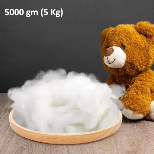 Image of Soft 5 Kg Fiber, Racron Polyester Synthetic Cotton Filling for Cushion, Pillow, Teddy Bear, Toy Stuffing (5 Kg, Pure Virgin Fiber, White) (Vacuum Packed)