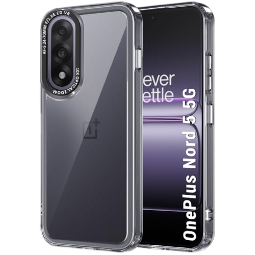 Image of TheGiftKart Hybrid Shockproof Back Cover Case for OnePlus Nord 5 5G | Stylish Camera Border | Electroplated Buttons | Crystal Clear Hard Back Cover Case (TPU & PC, Smoked Bumper)
