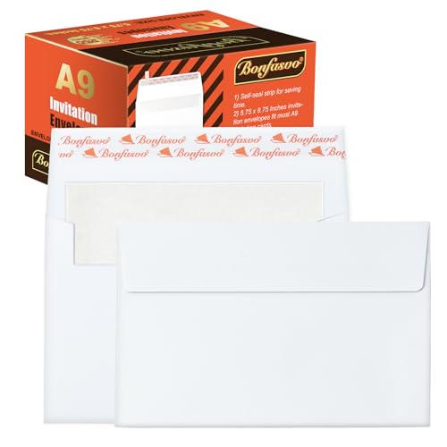 Sobres A9 de invitación Bonfasvo con acabado blanco premium de alta opacidad