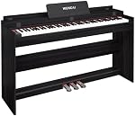 WENCAI Piano numérique 88 Clés Pesée Hammer Action Clavier en bois Piano droit Accueil Piano numérique Électronique 88-Key Piano avec triple pédale MIDI Piano électrique supporté, Black-Hammar Action Pianos électriques, Piano électronique droit en bois pour B