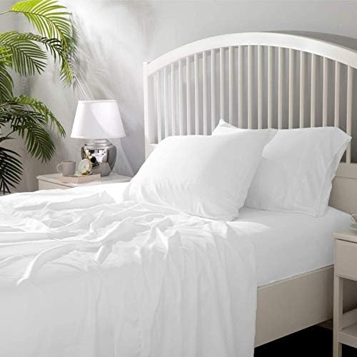 Image of YRM Bedding's - Egyptian Cotton Bedsheet 400-TC Premium Hotel Quality 1 Bedsheet (92x102) + 2 Pillow Covers (18x28) - (Queen Size, White Color)