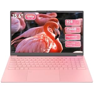 Trygood Laptop 15,6 Zoll Rosa, AMD Ryzen 3000er-Serie, 8 GB RAM, 256 GB SSD, Windows 11 Pro, FHD IPS Notebook, Wi-Fi 6, vollwertiges USB-C, Fingerabdruck, beleuchtete Tastatur