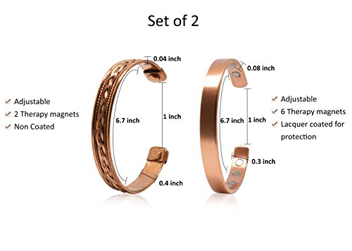 Copper Bracelets- for Men and Women| Set of 2 with Gift Box| Gift for Women & Men| Handmade 100% Copper (Plain and Inlay)4