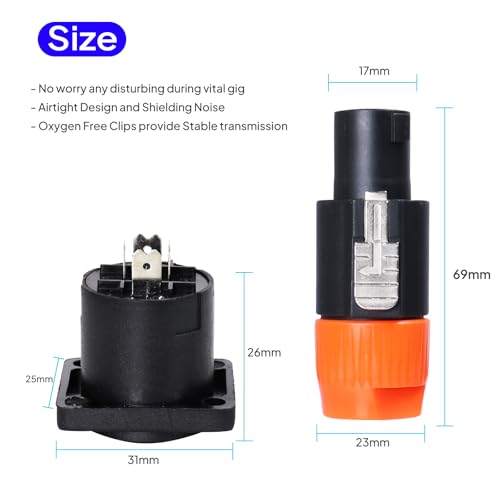 Conector SpeakON 4 polos, kit 8 piezas azul y naranja miniatura 5