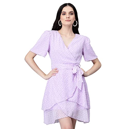 Image of Global Republic Floral Print Cotton V-Neck Half Sleeve Dress for Women