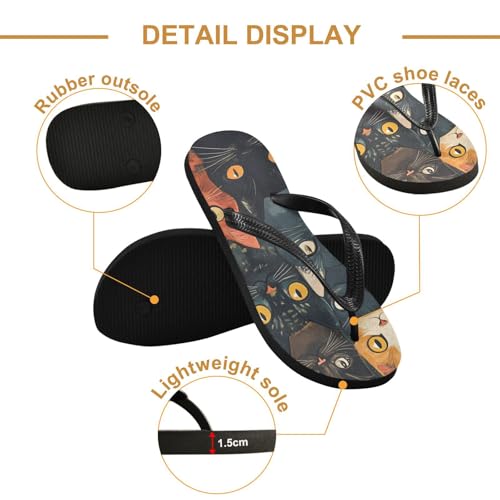 Anime Cats Flip Flop Sandal for Women Men, Casual Beach Slippers Indoor Outdoor XS3