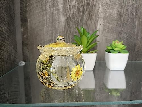 Handcrafted Floral Epoxy Resin Storage Jars - Set of Two Transparent Decorative Containers - Image 4