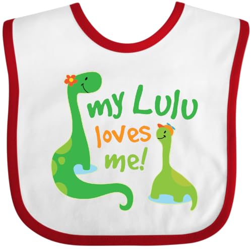 inktastic My Lulu Loves Me Grandson Dinosaur Baby Bib