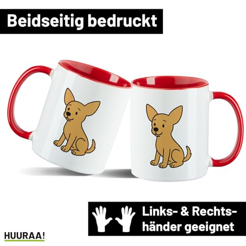 Huuraa Teetasse Chihuahua ChiChi Comic Geschenk 330ml Rot Chihuahua Präsent