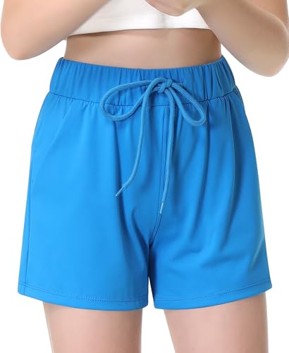 RISSCAN Short for Girl Athletic Running Teen Girls with Side Pocket Workout Quick Dry Comfy Casual Active Sports Girls Shorts