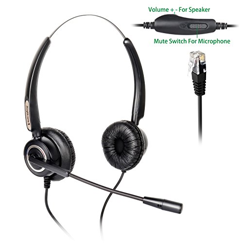 Binaural Headset Headphones + Adjustable Volume + Mute Control ONLY for Cisco IP