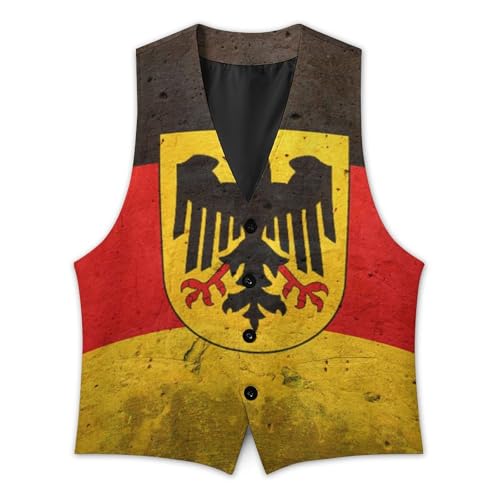 German Flag with The German Eagle Funny Men's Formal Suit Vest Casual Business Dress Waistcoat Printed Vest Slim Fit2