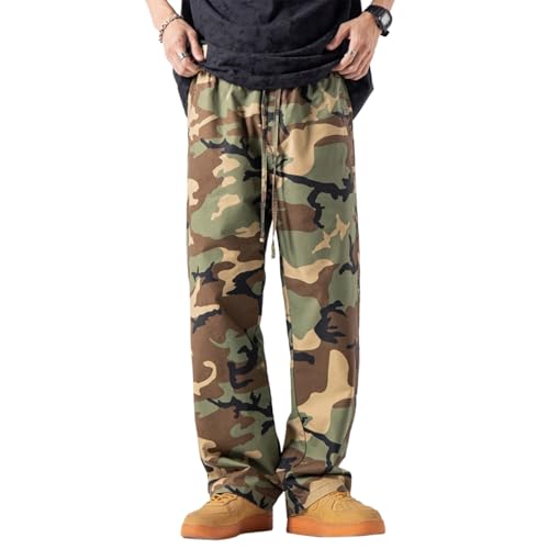 Baggy Jeans Men Camo Open Bottom Wide Leg Jeans Men Loose Fit Parachute Streetwear for Skater Jean Hip Pop