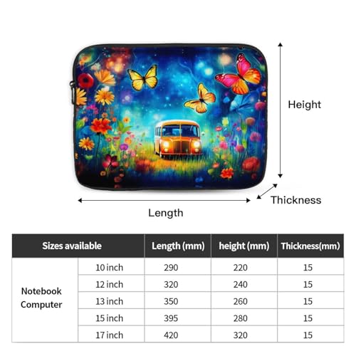 Garden Butterfly Bus Laptop Sleeve Case 15 Inch Suitable For Notebook Computer Tablet Traveling Carrying Simple Case4