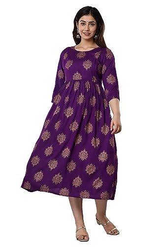 Image of Women's Cotton Floral Printed Maternity Dress Kurti with Feeding Zipper Maternity Gown for Women Feeding Dress