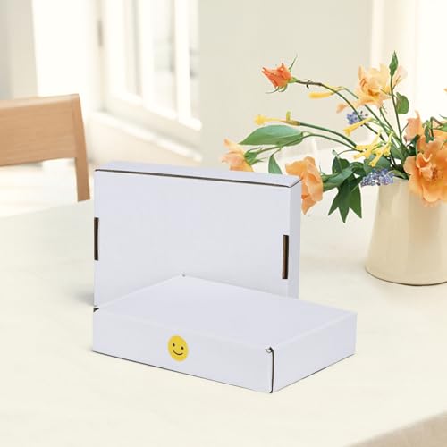 Image of HORLIMER 8x5.5x1.6 inches Shipping Boxes Set of 25, White Corrugated Cardboard Box Literature Mailer, 25 Stickers Included