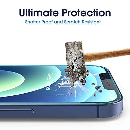 Image of amFiIm OneTouch for iPhone 12 /12 Pro Screen Protector 6.1 inch Tempered Glass | Auto-Alignment, 30s Install, Bubble Free, 9H Hardness, Scratch & Drop Protection, HD Clear, Case Friendly, 2 Pack (12P-6.1'')
