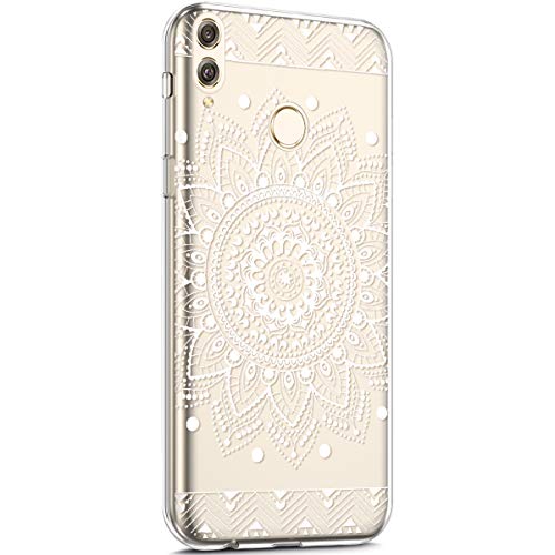 Surakey Case for Huawei Honor 8X Ultra Slim TPU Soft Silicone Crystal Clear Transparent Case Floewr Cute Animal Pattern Skin Bumper Protector Case Cover for Huawei Honor 8X,White sun flower