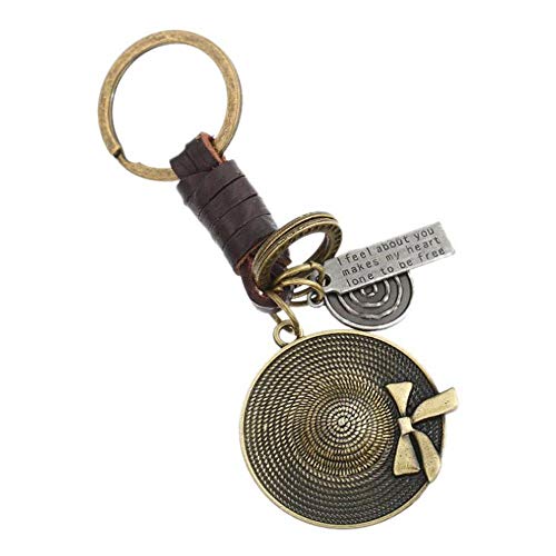 Preisvergleich Produktbild BULINGBL Schlüsselbund Metall Retro Anhänger Leder Geflecht Schlüsselbund Tasche Mobile Autoschlüssel Zubehör Schlüsselring
