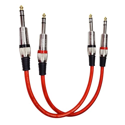 CDPMWVC 1/4 Audio Cable | 1 Foot TRS Cable for Bass, Keyboard, Mixer, Guitar Cable | 2-Pack TRS Instrument Cables