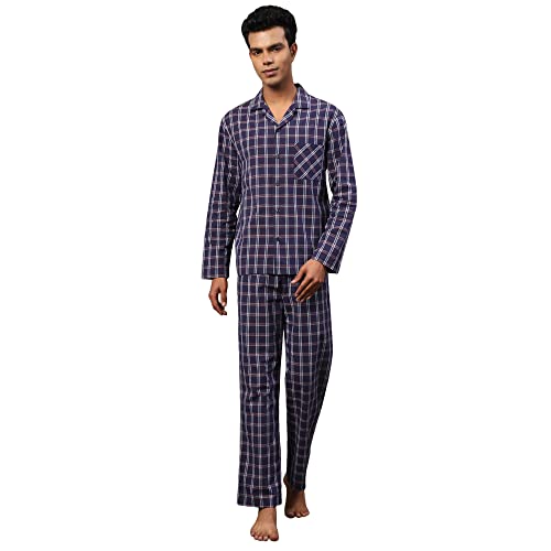 Image of B STORIES Men's 100% Cotton Full Sleeve PJ Set - Checkered Nightwear Set | Soft Loungewear | Comfortable Sleepwear | Stylish Casual Home Wear Shirt & Pant (S-XXL)