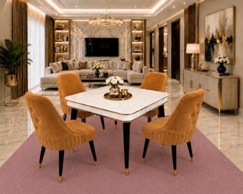 Image of WOODEN SPACE 4 Seater Wooden Dining Table Set | Urban Marble Top Dining Table with Chairs for Dining Room & Kitchen (Modern Grand Aura Mustard) (42 x 42 x 30 inch)