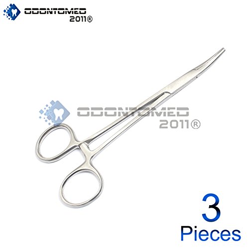 OdontoMed2011® Dental Mosquito Curved FORCEP 5" Multi Position Locking RATCHED Handle Serrated TIP 3 Pieces Instruments ODM image 4