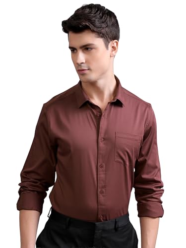 Image of Highlander Men's Slim Fit Formal Shirt | Solid Formal Shirt for Men | Comfortable Fabric | Stylish Design for Everyday Use & Office Wear