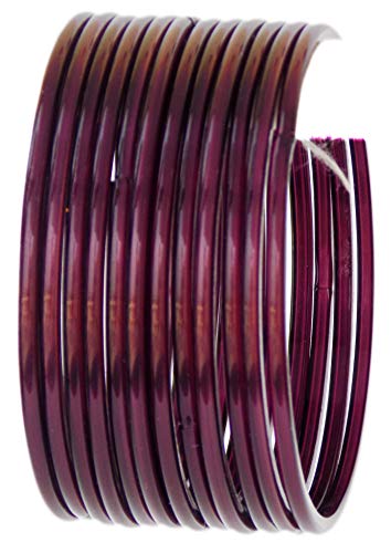 JD'Z COLLECTION Indian Glass Bangles Set For Girls & Women Churi Bracelet Traditional Wedding Costume Matching Bollywood Bangles Set Of 12 (Wine 2.6)