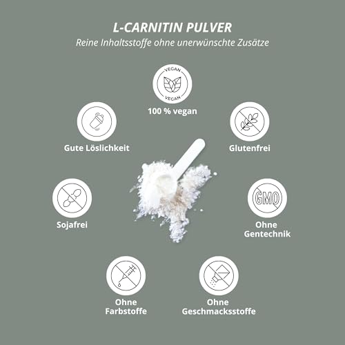 L-Carnitin Carnipure Pulver - 100% reines L-Carnitine Tartrat Pure Powder 250g von Lonza - 3000mg Carnitinpulver pro Portion ohne Zusatzstoffe - Nutri + Vegan – Bild 4