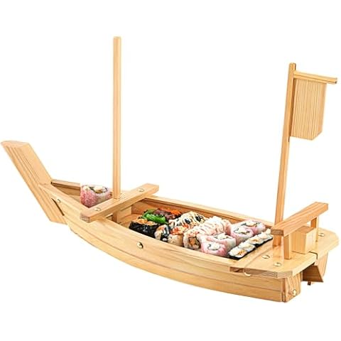 Juexica 24 Inch Wooden Sushi Boat Tray Cover