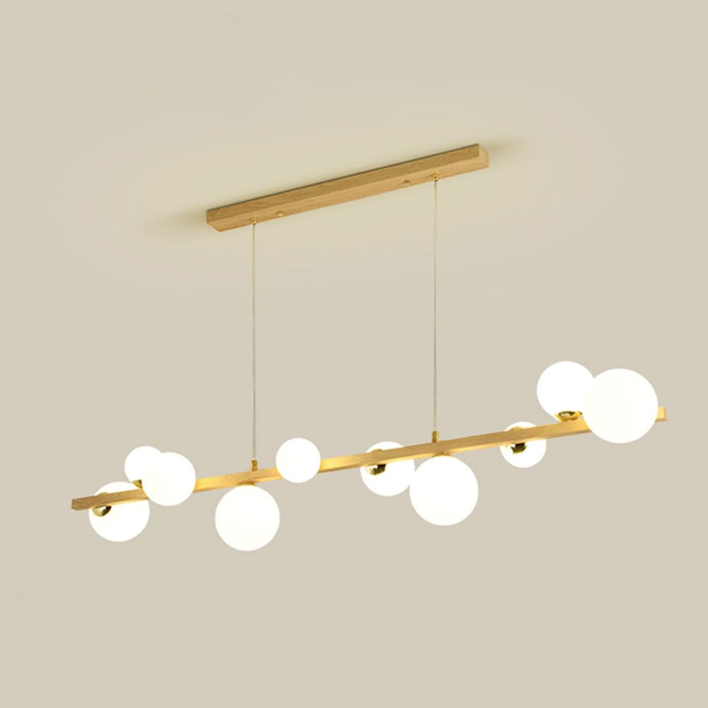 KXEcoLife Ceiling Pendant Light Fixture Imitation Wood Chandelier Modern Globe Hanging Lamp Adjustable G9 Lights for Living Room Bedroom Kitchen