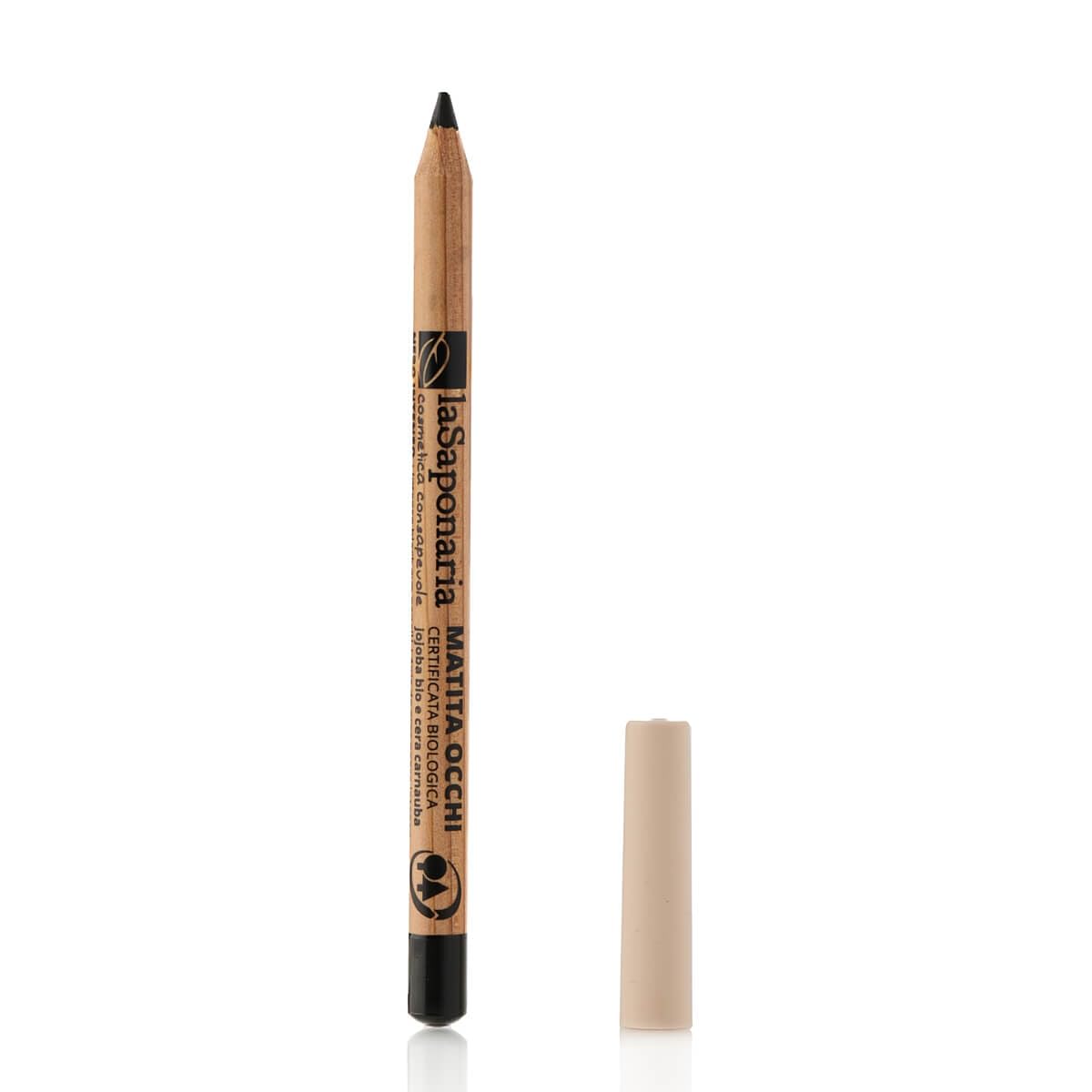 La Saponaria | Matita Occhi Bio con Olio di Jojoba Bio e Cera di Carnauba – Tratto Morbido e Sfumabile, Ideale per Smokey Eyes e Look Nude, Alta Pigmentazione, 1 unità (Nero)