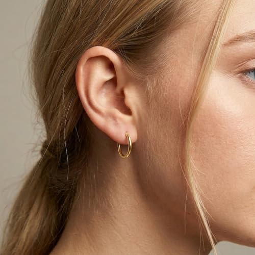 Via Mazzini 13mm Gold Clip-On Fake Piercing Ring Combo of 3 Pack of 3 - Image 3