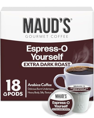 Image of Maud's Espresso Roast Coffee Pods, 18 ct, Dark Roast Coffee in Single Serve Pods - 100% Arabica Coffee, Compatible with Keurig K Cups Maker