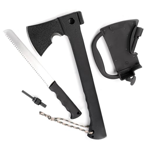 MEPEREZ Camping Axe, 14 inches Camp Hatchet, Outdoor Survival Axe, Hiking Axe, Multi-Function Camp Axe Set, Sharp, Strong, Rust-Proof