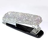 TISHAA Bling Crystal Dazzling Rhinestone Full Size Stapler for Work, Office (White)